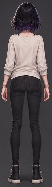 LYRIA full-body back view.