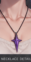 LYRIA's violet pendant necklace.
