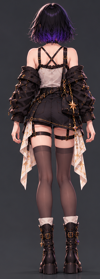 Complete back view of LYRIA in her LV.00 starter outfit.
