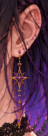 Detail of LYRIA's star-shaped earring.